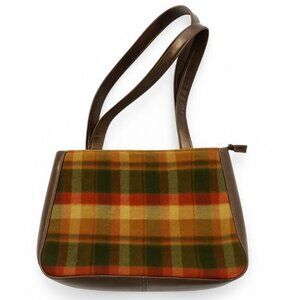 Vintage Women's Made in Italy Plaid Shoulder Bag Tote Bag
